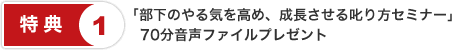 特典１「部下のやる気を高め、成長させる叱り方セミナー」70分音声ファイル
